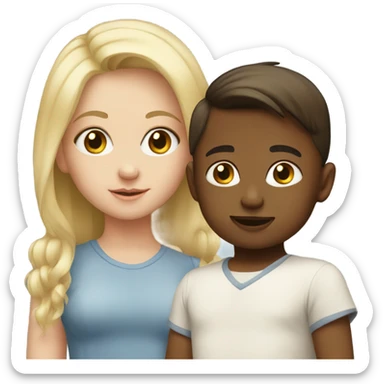 Blonde Girl with brunette baby brother sticker