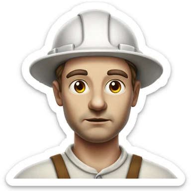 Photorealistic serious white skin Factory worker XVII century sticker