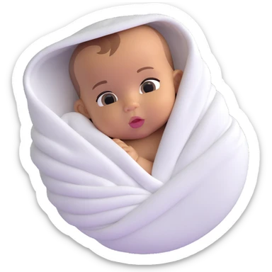 tanned baby swaddled in a white blanket sticker