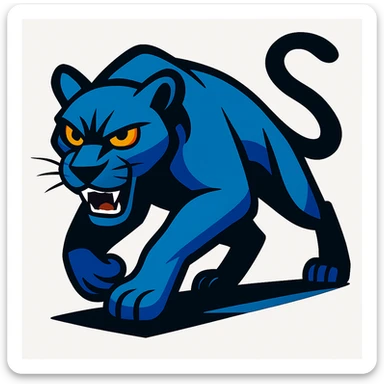 Add a solid white background behind the blue panther, keep the rest unchanged. sticker