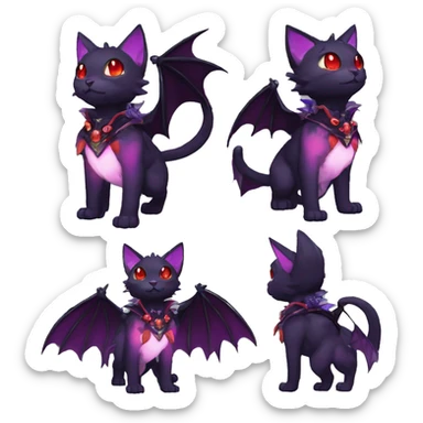 cool cute pretty black punk red Purple ethereal fantasy nargacuga-bat-cat-Fakemon spiked collar harness full body sticker