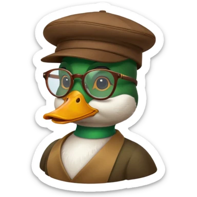 Create a mallard which has a hat and a glasses
 sticker