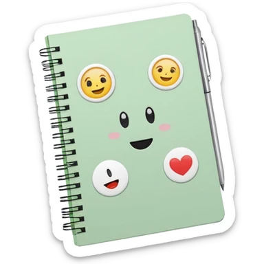 pale green note book with cute stickers sticker