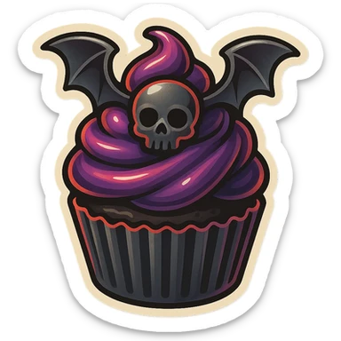 gothic cupcake, retro stickers style sticker