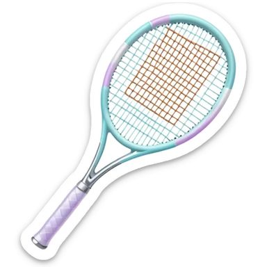 Pastel white  iridescent glass crystal tennis racket sticker