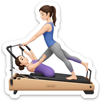 Brunette girl doing reformer Pilates sticker