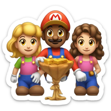 Four children playing super Mario wonder sticker