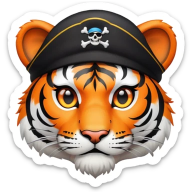 pirate tiger face with eye patch and captain hat for Twitch emote sticker