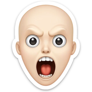 A short stick figure with mad eyes screaming sticker