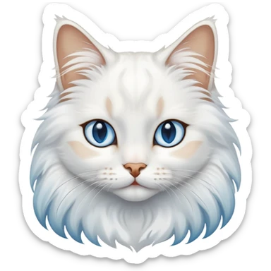 Long haired white cat with tan and black marks and blue eyes  sticker