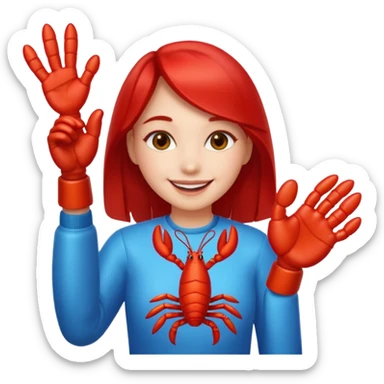 a lobster claw high five a girl emoji sticker