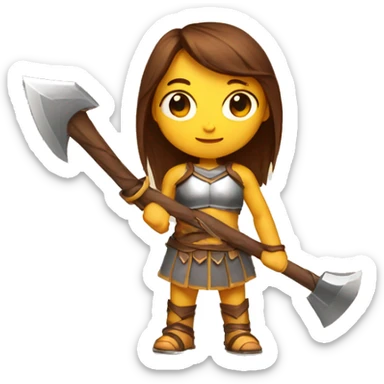 Girl gladiator with brown straight hair and sunglasses holding a fire axe sticker