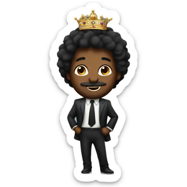 Una leon con pantallas,  alegre y elegante de pelo negro con corona de brillo de Reyna  sticker