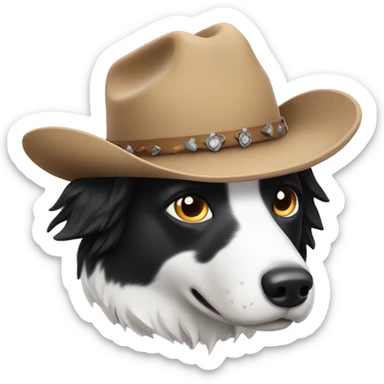 Border Collie with cowboy hat  sticker
