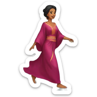 A woman wearing the morrocan kaftan running sticker