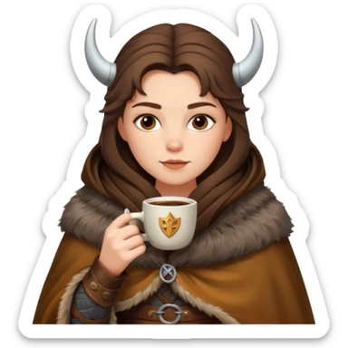 viking brunette woman drinking coffee sticker