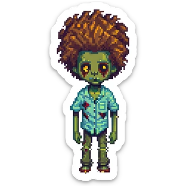 boy zombie with afro tapered African American hair sticker