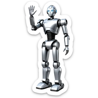 Sorayama robot waving hand full height sticker