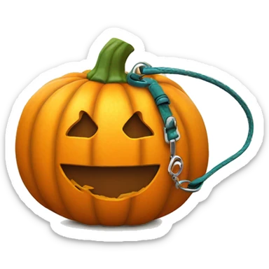 pumpkin with a leash attached to it sticker