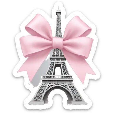 Light grey Eiffel Tower and baby pink bow on top of it sticker