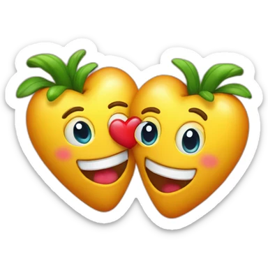 Dos Corazones arcoiris contentos sonriendo sticker