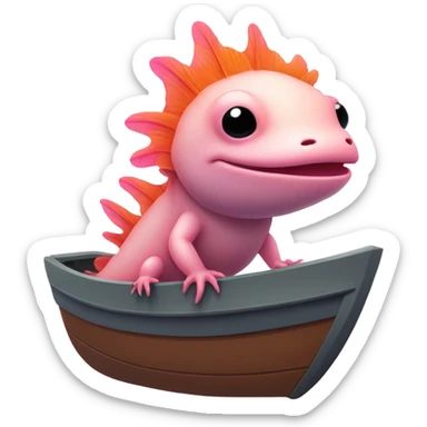 Axolotl driving a boat sticker