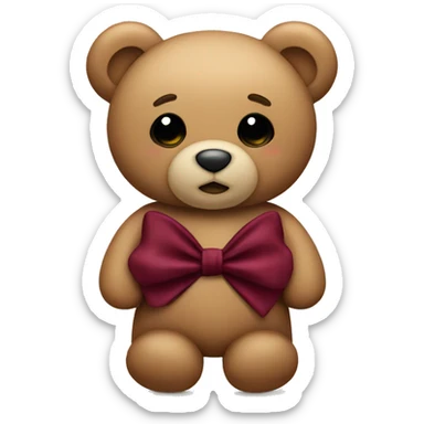 Teddy bear with burgundy bow sticker