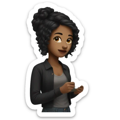 Artist with paintings girl with black hair  sticker