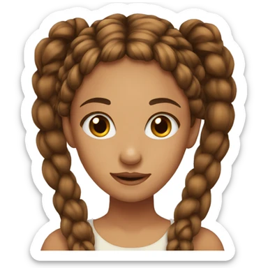 girl with brown eyes and braids  sticker