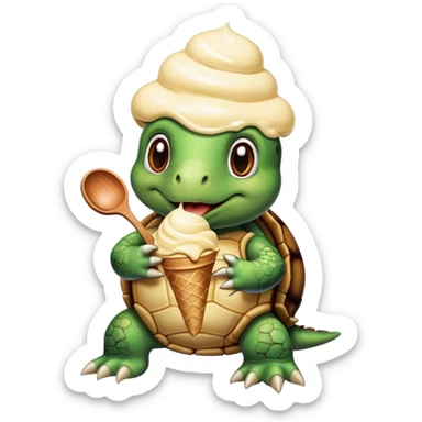 Tortuga con helado  sticker