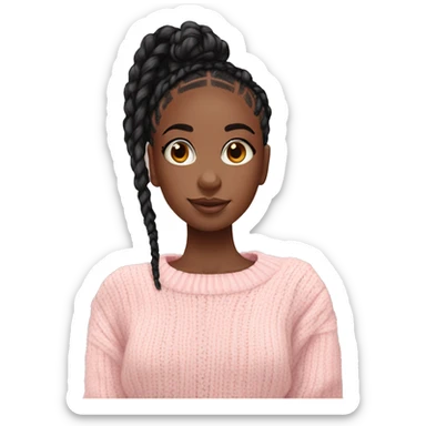 pretty black girl with box braids in light pink sweater cozy sticker