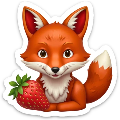 fox eating strawberries sticker