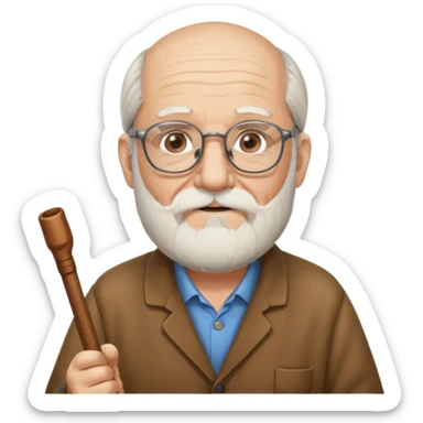 Anciano barba blanca larga bastón audifonos sordera lentes  sticker