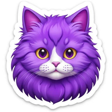 purple cat with bright violet fur sticker