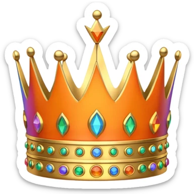 3d crown orange in color with rainbow inlay sticker