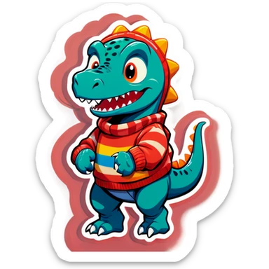 Dinosaur wearing a sweater  sticker