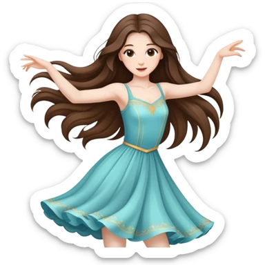  beautiful pale brunette girl with long hair dancing sticker