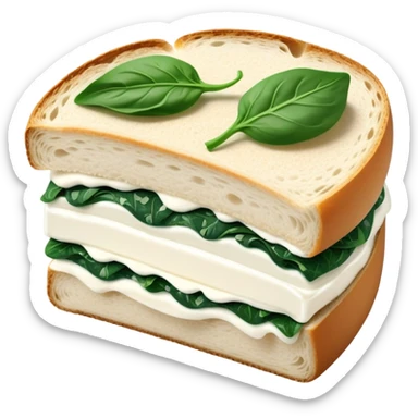 sourdough bread slice with cream cheese and spinach on top  sticker