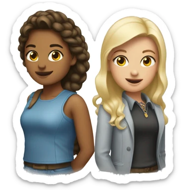 dos chicas abrazadas  sticker