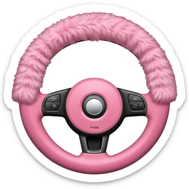 steering wheel with fluffy pink cover sticker