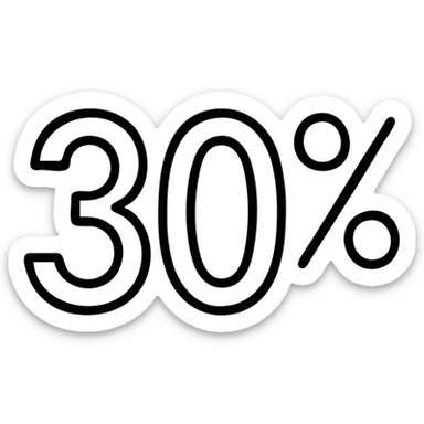 the number 30% in a minimalistic icon style, using geometric shapes and a neutral color palette sticker