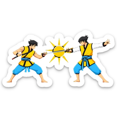 Sun Jin Woo vs Baruka, pose de duel, style sticker cartoon sticker