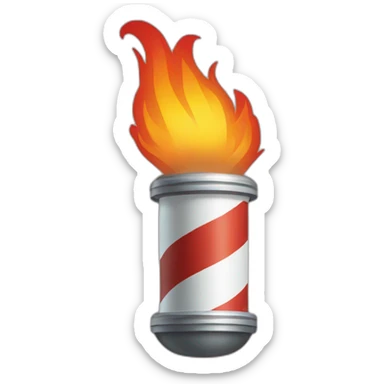 barber pole with fire sticker