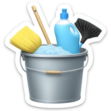 Bathroom Cleaning supplies in a bucket light blue  sticker