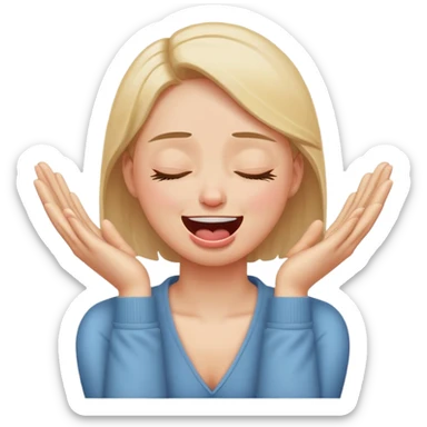 person arms crossed hands holding neck eyes closed/tongue out/laughing crying/ add ur own twist to it sticker