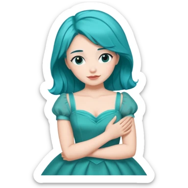 Teal hugs short hair with Belles wording sticker