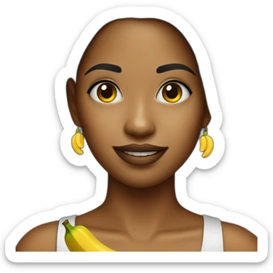 Girl with banana earrings sticker