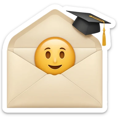 A simple emoji-style icon of a white manila envelope with subtle paper texture, clean edges, and a small graduation NUMBER  2022-photo icon on the front, graduation icon  sticker