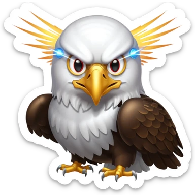 Eagle flying with lasers shooting out of eyes sticker