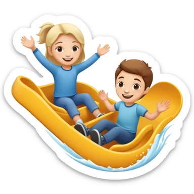 two children sliding together, happy and energetic sticker